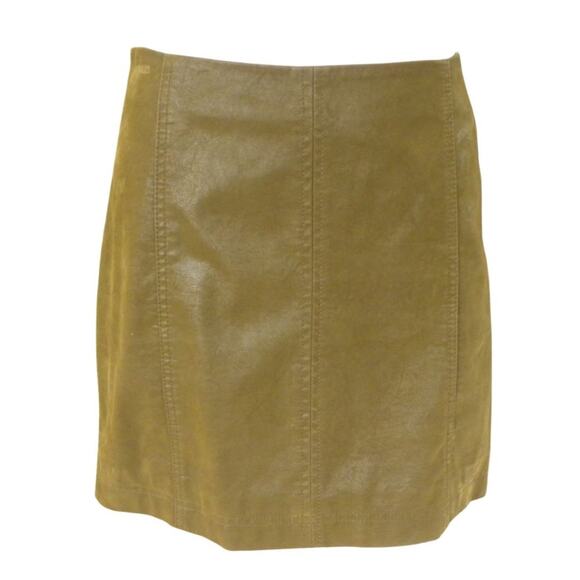 Free People Modern Femme Vegan Faux Suede Leather Mini Skirt Brown - Picture 2 of 9